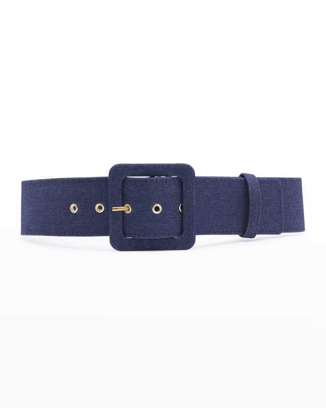 Denim Wide-Buckle Belt